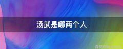 汤武是哪两个人汤和是武将之首吗